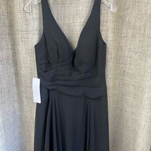 Azazie Black Ruched V-Neck Sundress